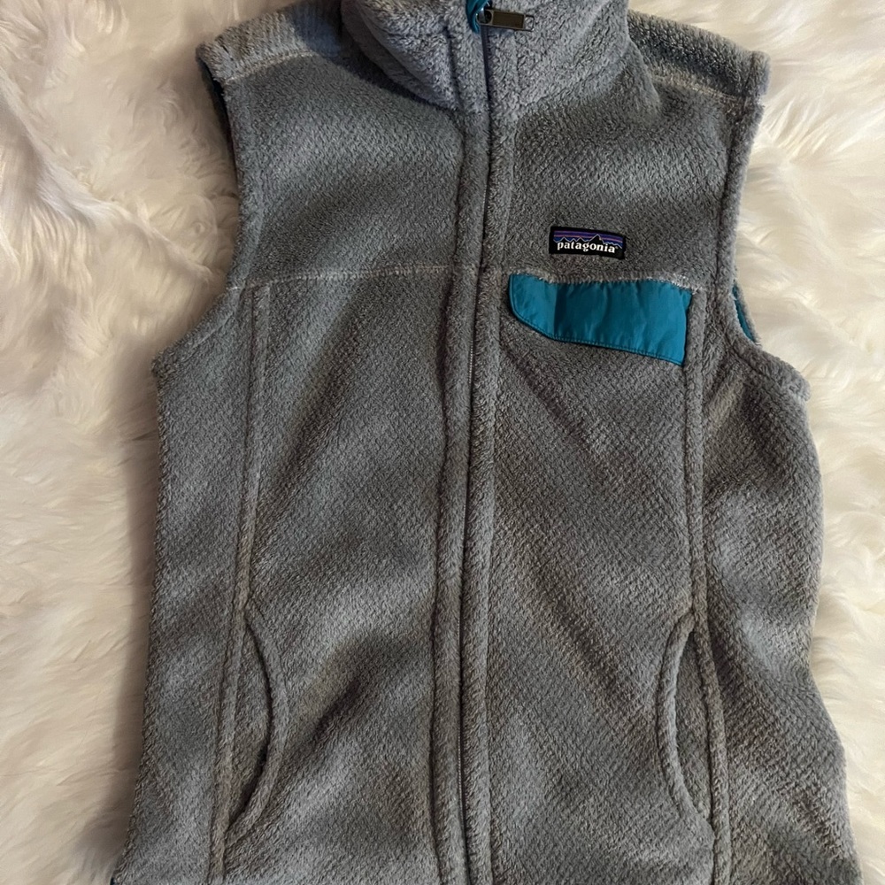 Patagonia vest gray and teal